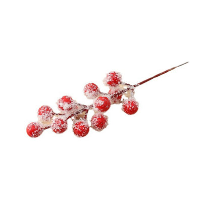 Christmas Decorations Christmas Simulation Snow Frost Red Berry Branch Christmas Tree Wreath Decoration Foam Red Fruit Branch Christmas Fake Flower On