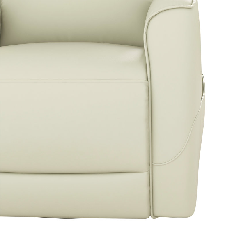 30.7'' Wide Modern and Breathable Vegan Leather Manual Rocking and Swivel Home Theater Individual Seat, Cream Yellow