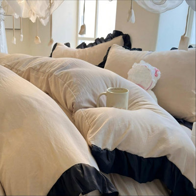 Ensemble de housse de couette lavable en dentelle florale ultra douce 3 pièces, sans bourre intérieure