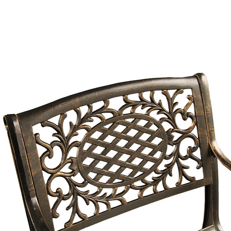 Casillas Outdoor Mesh Lattice Dining Set, Table, 8 chairs, Bronze
