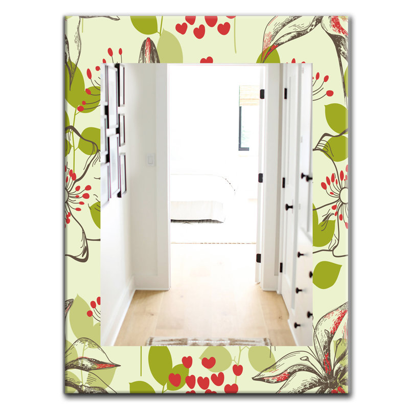 Miroir mural bohémien, H 39,4 po x l 29,5 po, Fleur 1