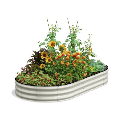 Oval 8X4x1 FT Galvanized Raised Garden Bed Kit,3 In 1 Large Metal Garden Bed Raised Planter Box,12” Raised Beds For Gardening Vegetables Flower Herb(P -  17 Stories, 490FC1AAF349420CBE7EF7E0CBC533E1