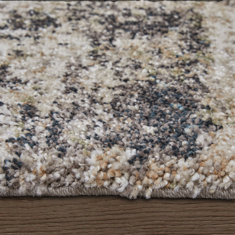 Templas moderne abstrait, gris / taupe / ivoire, Rectangle 7 pi 10 po x 10 pi