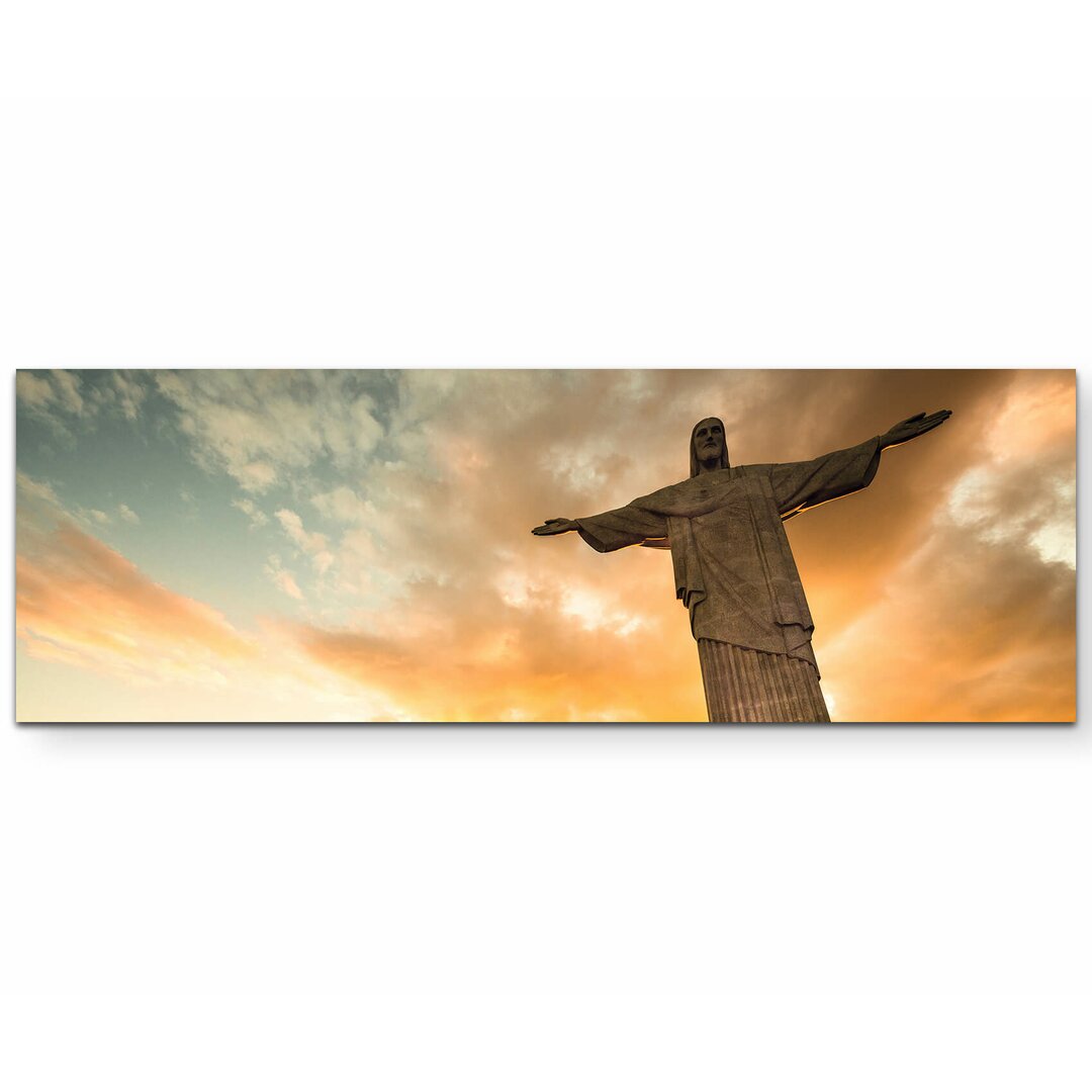 Leinwandbild Cristo Redentor im strahlenden Sonnenaufgang