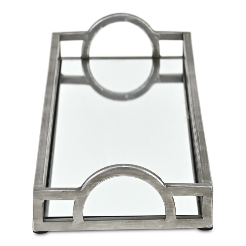 Plateau à miroir rectangulaire mince Verena - argent, Argent argent, L 24 po x P 6,63 po x H 1,63 po