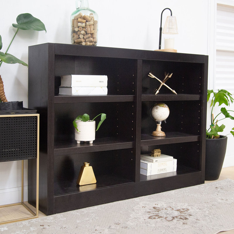 Bibliothèque double Backacre, Espresso, (3 tablettes) H 36 po x l 48 po x P 10,63 po