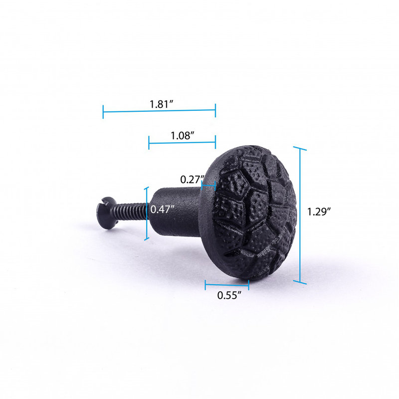 Iron Cabinet Knob Black Round Cobble Stone Design Cabinet Hardware