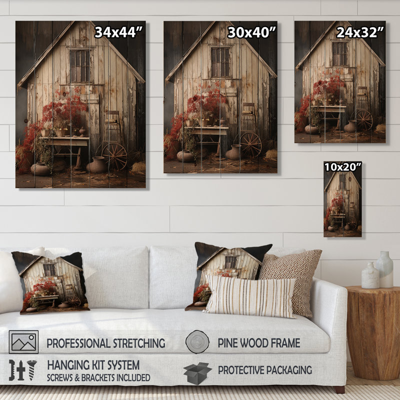 " Barns Rustic Charm X ", 32" H x 24" W x 0.78" D