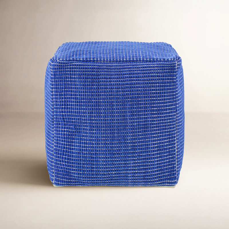 Waverly 18" Upholstered Pouf, Blue