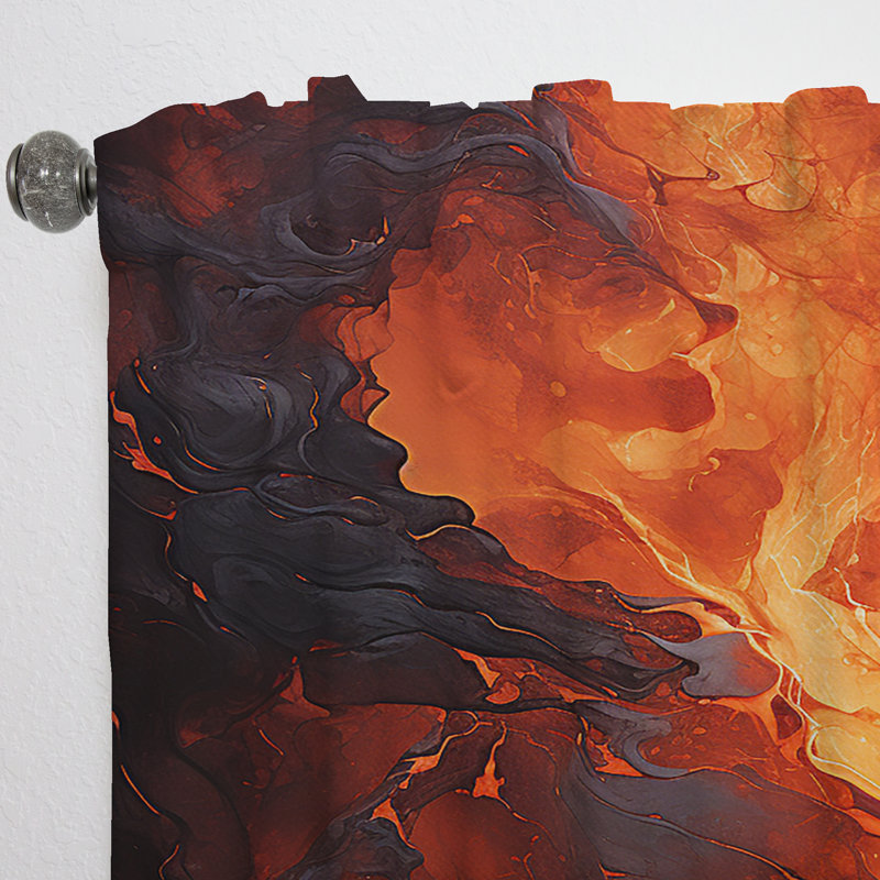 Reggio Molten Muse Fiery Flame II - Modern Curtain - Velvet Room Darkening - 1 panel, 52" W x 63" L