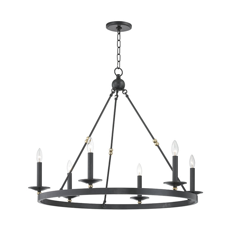 Allendale 6 - Light Steel Wagon Wheel Chandelier, Aged Old Bronze