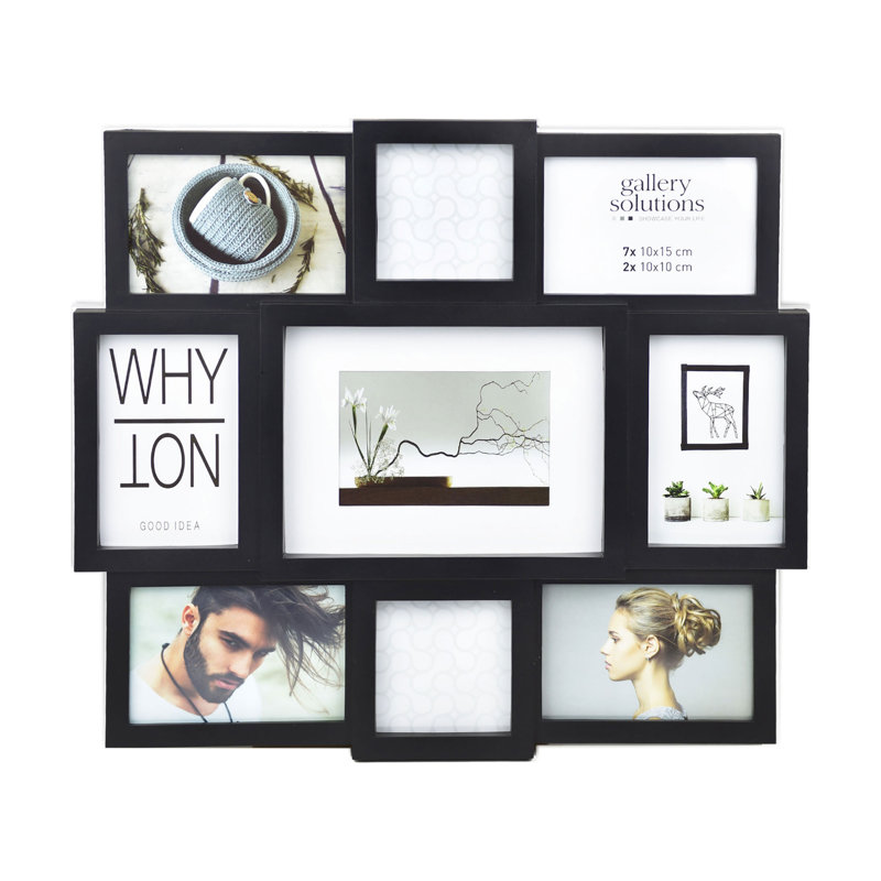 Rabeka Collage Picture Frame for 9 Photos, Black