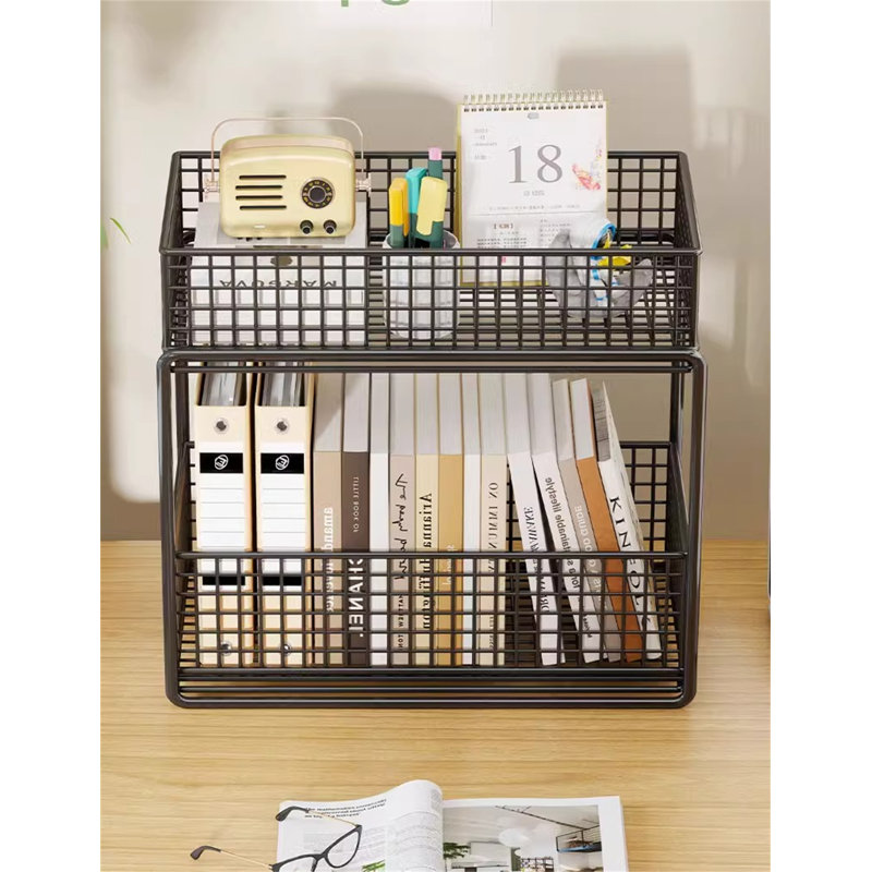 Rangement de bureau empilable en métal Marji, Noir
