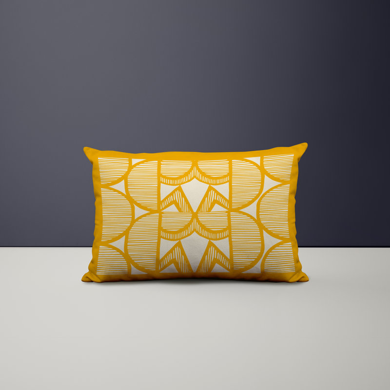 Polyester/Polyester Blend Lumbar Rectangular Indoor/Outdoor Pillow Cover & Insert, Yellow