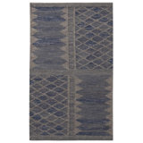 Rug & Kilim’S Scandinavian Style Geometric Blue And Gray Wool Kilim Rug