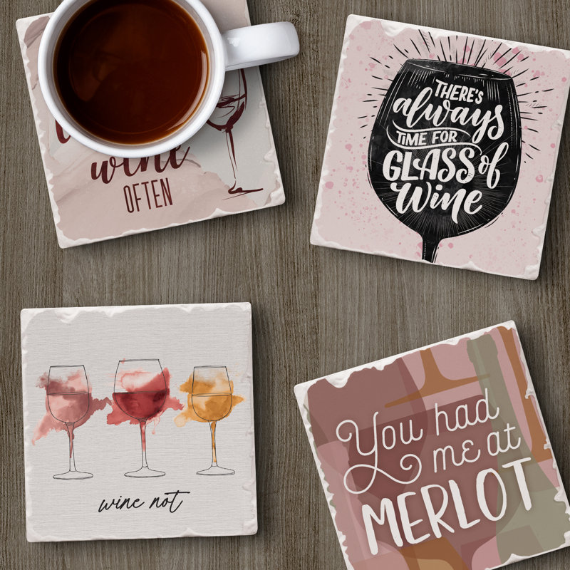 Had Me At Merlot, lot de 4 sous-verres assortis