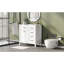 Meuble-lavabo de salle de bain moderne 36 po - Armoire blanche avec tiroirs, lavabo autoportant en bois massif et céramique, style-1840406391