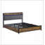 King Size Bed Frame With Storage Headboard, Charging Station, 4 Drawers, And LED Lights In Brown And Grey