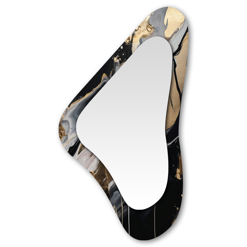Back and Gold Marble Medley III - Grand miroir mural asymétrique moderne en marbre abstrait