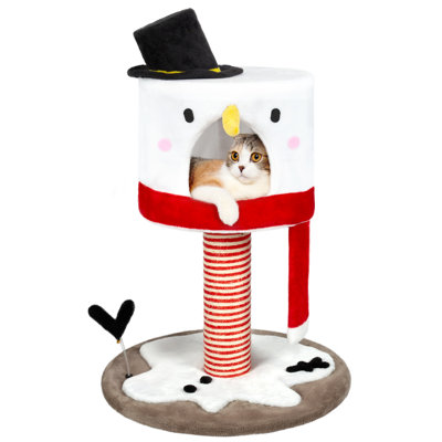 35''H Snowman Decorated Cat Tree for Christmas