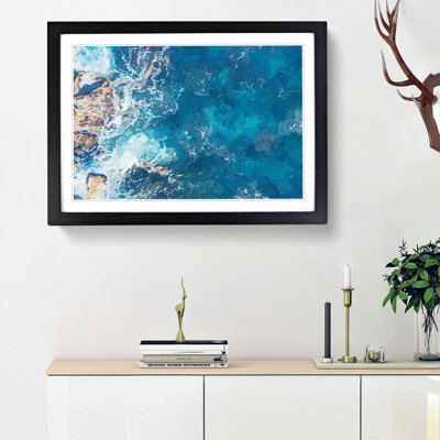 Aerial View of a Blue Ocean in Australia - Picture Frame Graphic Art Print on MDF