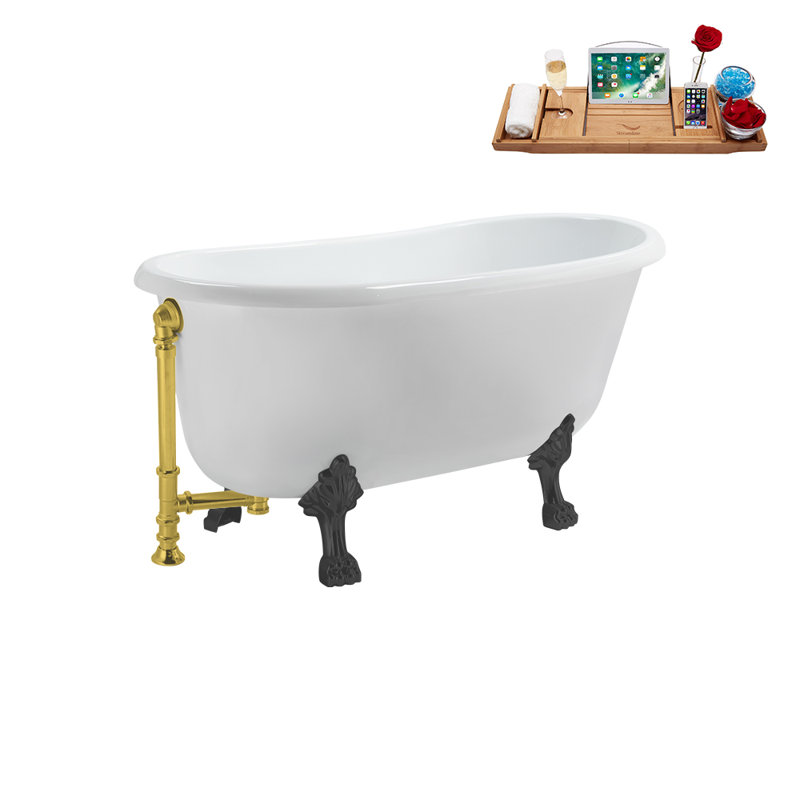 57.5'' x 29.5'' Soaking Acrylic Bathtub, Polished Gold, Brushed GunMetal