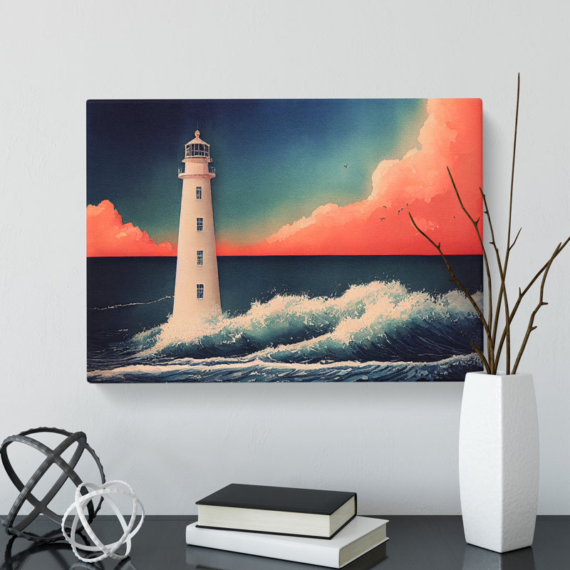 Lighthouse In Watercolour Vol.3 - Wrapped Canvas, 40cm H x 60cm W x 3cm D