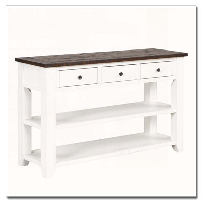 Distressed Wood Console Table with 3 Drawers & 2 Shelves
