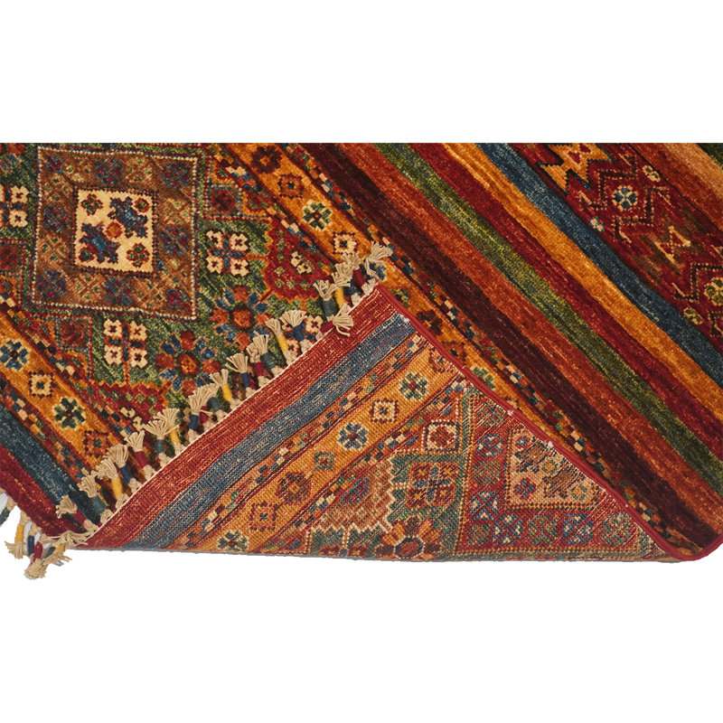Hand Knotted Wool No Pattern And Not Solid Color Area Rug in Red