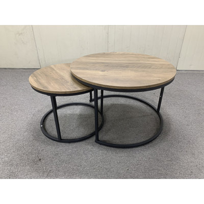 Modern Nesting Coffee Table Set of 2 with Sturdy Metal Frame by 17 Stories