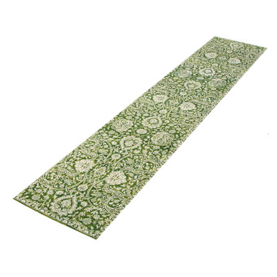 One Of Kind Hand Knotted Heritage Green Rug 2'6" x 12'1"