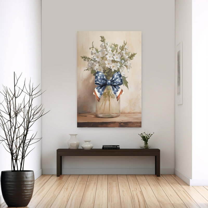 Bouquet de pots patriotiques, art abstrait contemporain rustique, H 60 po x l 40 po