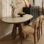 Table de salle à manger beige et brun en noyer fritté rond + bois massif-1241995673