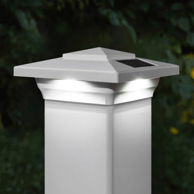 white solar post cap light