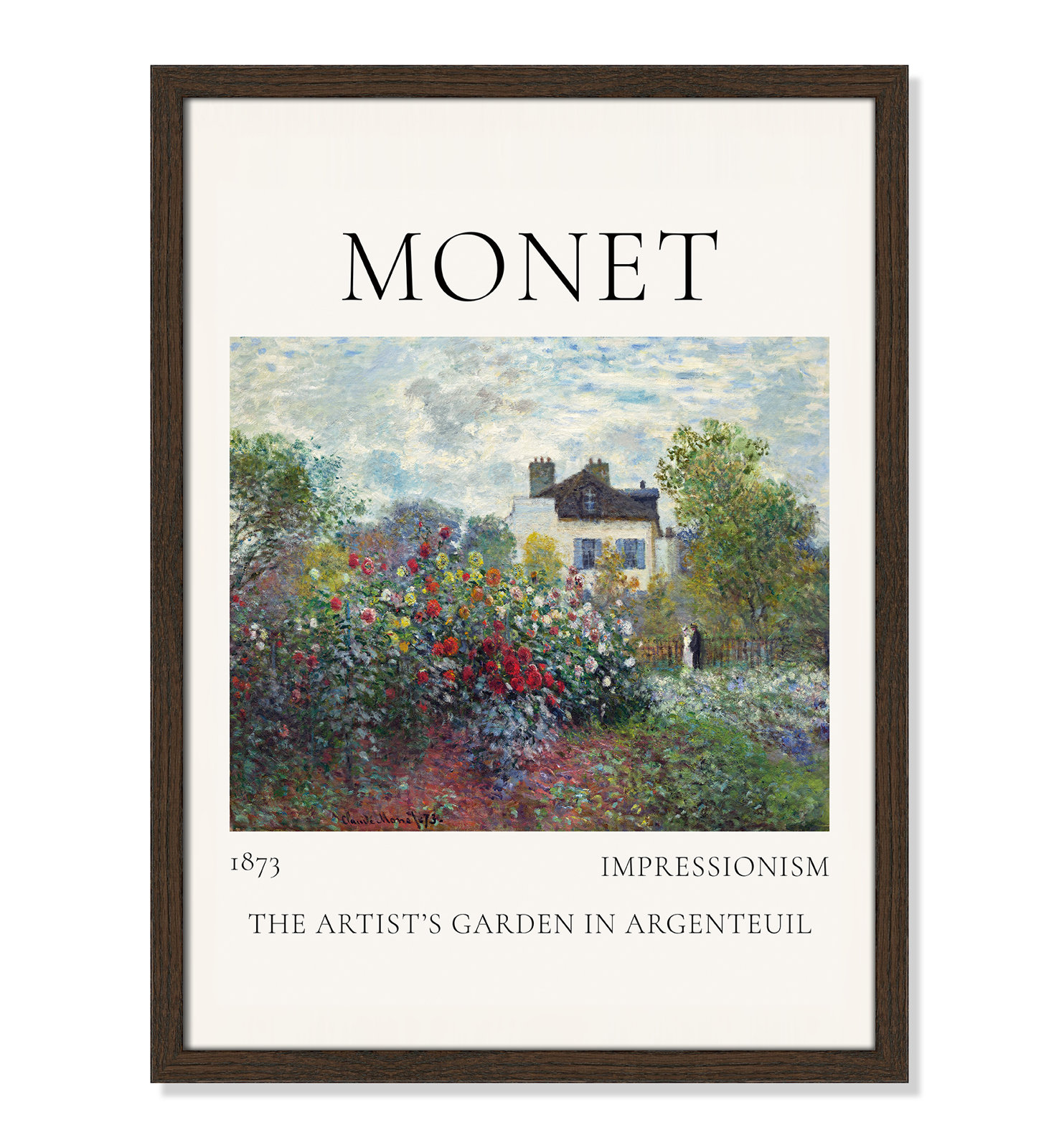 Rocchetto "Artists Garden in Argenteuil" Print, Walnut Single Picture Frame, No, 23" H x 17" W x 0.75" D