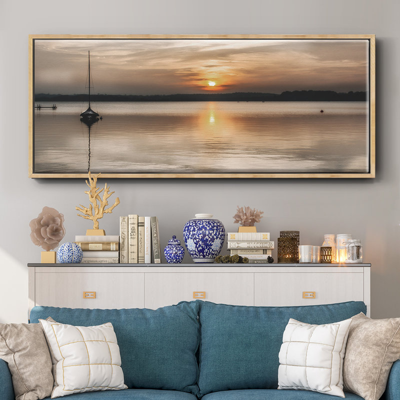 Doux coucher de soleil - toile encadrée, H 20 po x l 50 po