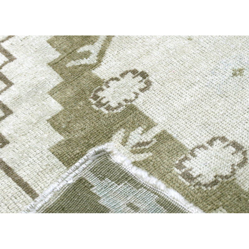 One-of-a-Kind Hand-Knotted 1960s 3'9" x 12'9" Runner Wool Area Rug in Beige