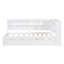 Lit de jour simple en bois avec lit gigogne, tablette de rangement et station de charge USB, structure en bois de pin, blanc