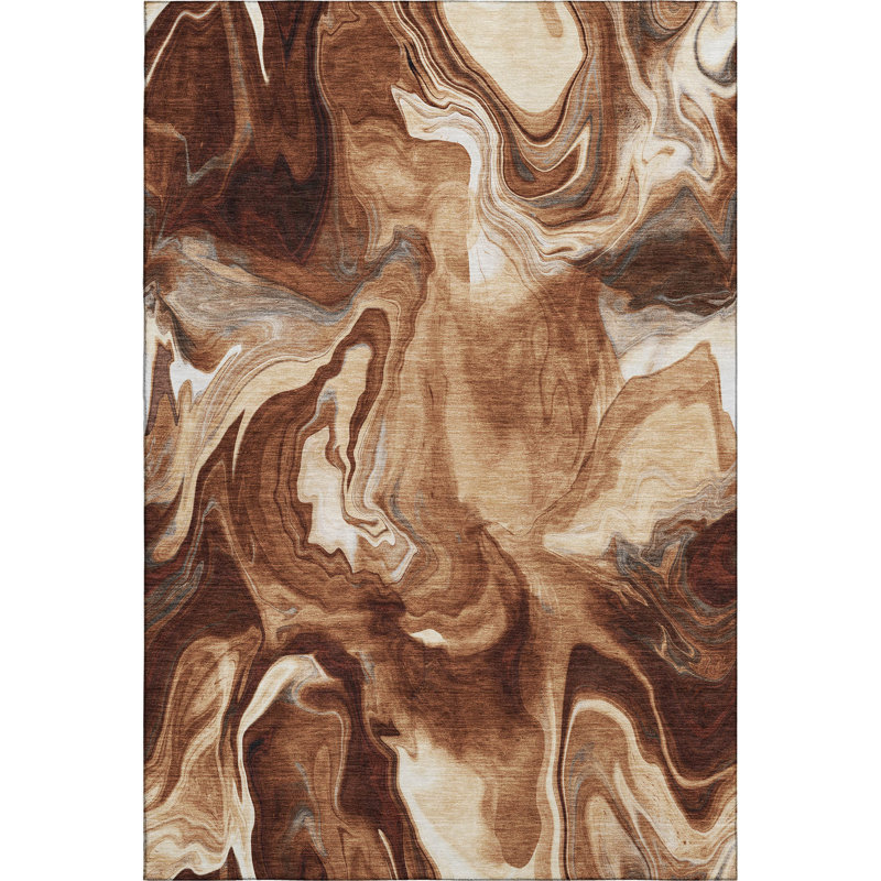 Premium Machine Washable Prisco Paprika Rug, Rectangle 3' x 5'