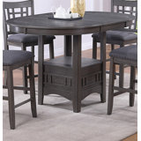 Dining Table Round Counter Height Dining Table W Shelve 1Pc Table Only Built In Leaf Solid Wood  Finish