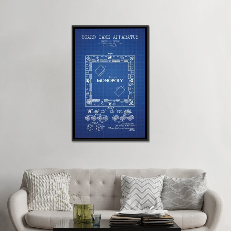 Charles B. Darrow Monopoly Patent Sketch' Graphic Art Print On Canvas in Blue East Urban Home Format: Black Framed Canvas, Mat Color: No Mat, Size: 4