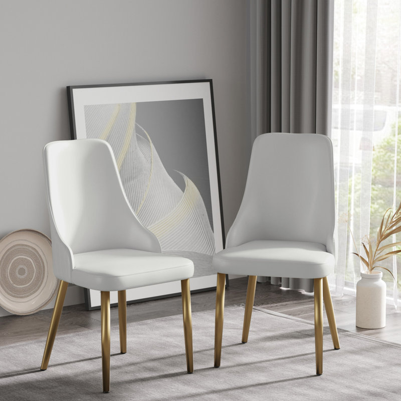 Table à manger moderne et grise de 2 chaises, revêtement en similicuir, pieds en acier inoxydable, chaise rembourrée en PU, structure en bois massif pour plus de durabilité - Chaises