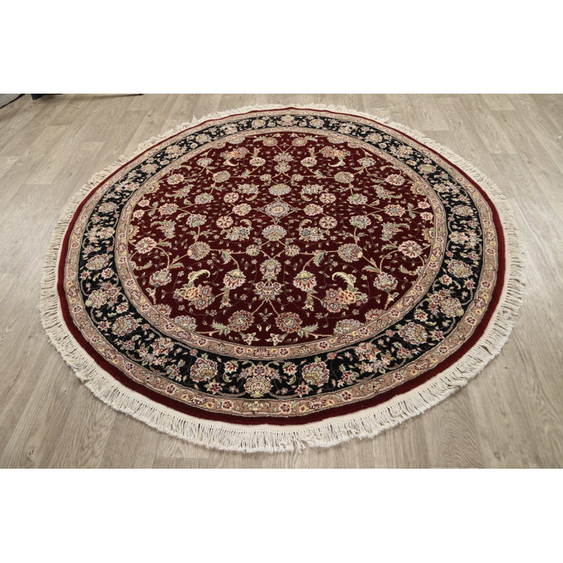 Tapis brun / noir nouvel âge en laine noué à la main de conception unique 6 pi x 6 pi 3 po Parry
