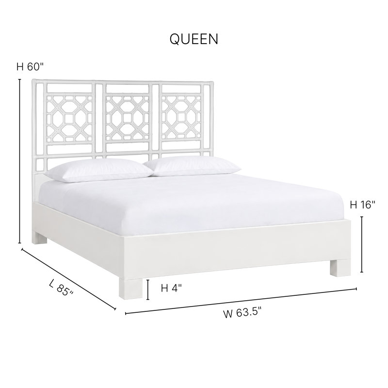 Lattice Back Standard Bed, Queen, Pool Blue