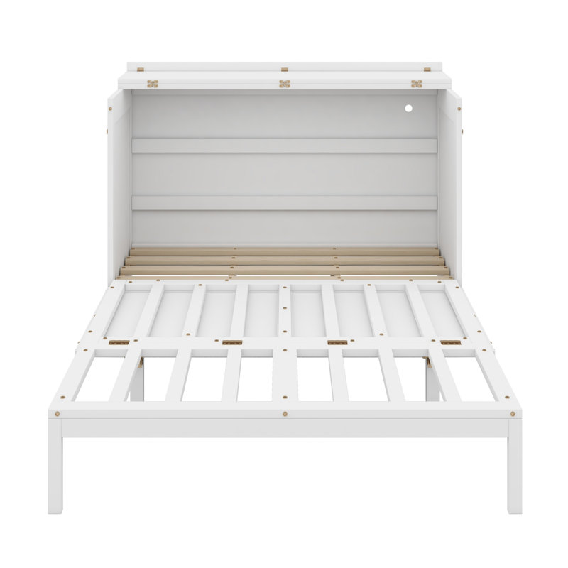 Lit escamotable mural Murphy avec tiroir, prises et ports USB, Blanc