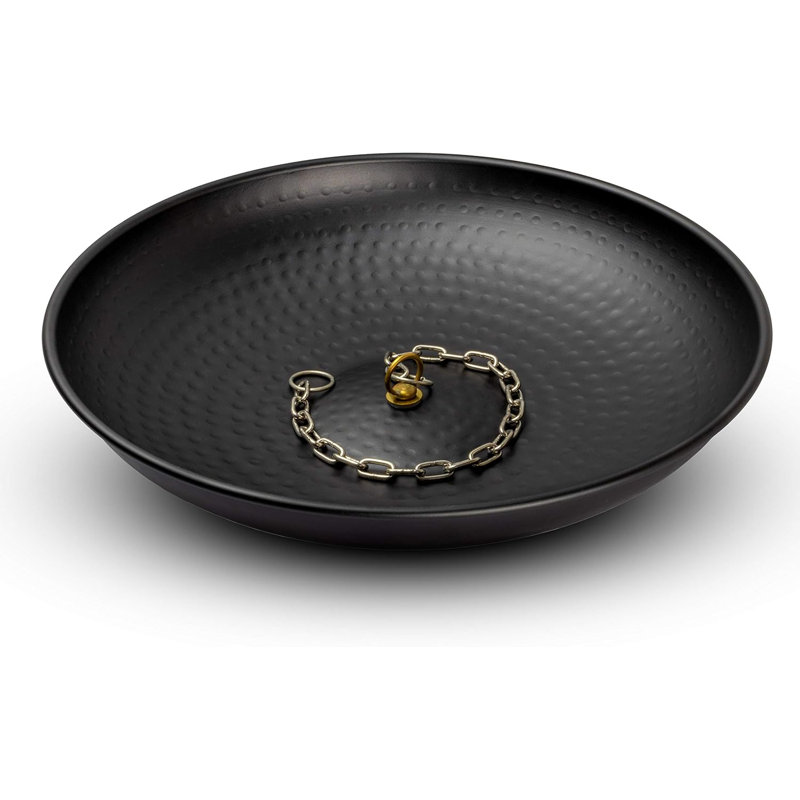 Bassin d'ancrage de 12 pouces de diamètre martelé à la main pour gouttières, Black, H 12 po x l 12 po x P 3 po