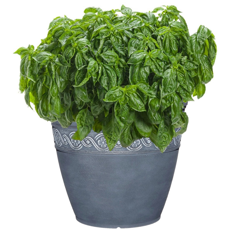 Milahn Resin Round Pot Planter, Storm Blue, 8.5" H x 10" W x 10" D