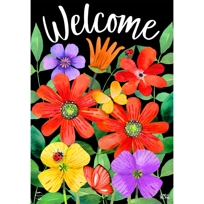 Drapeau de jardin Whimsy Flowers Spring