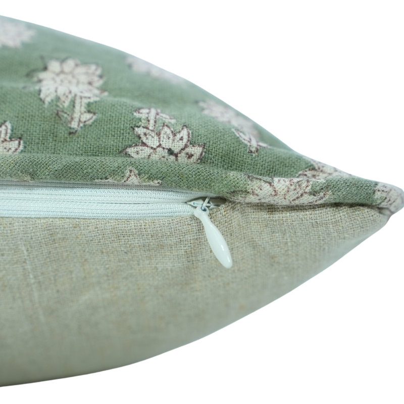 Tissu en lin de qualité supérieure imprimé à la main avec motif de passepoil pour salon Fabcline - Jasmin, Carré 14 po