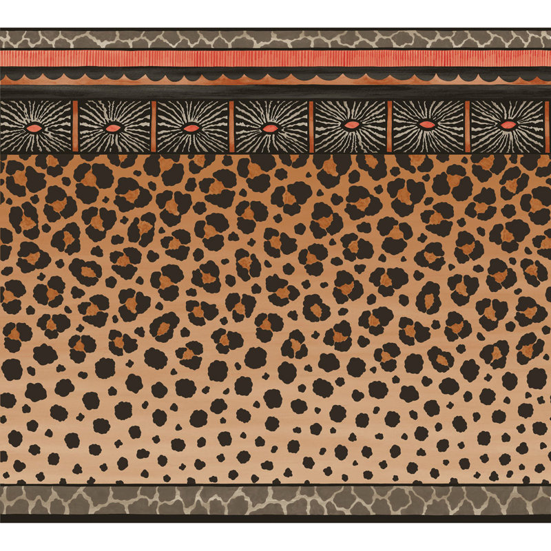 Ardmore Animal Print Wallpaper Border, Red/Brown/Black